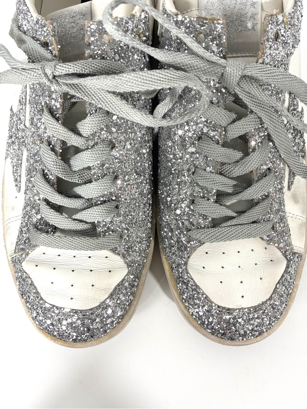 Golden Goose May Glitter Sneakers White Silver Star Women's Size 41 / US 11 - Picture 3 of 11